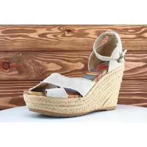 Rocket Dog Sz 7 M Beige Ankle Strap Fabric Women‎ Sandals C2561111